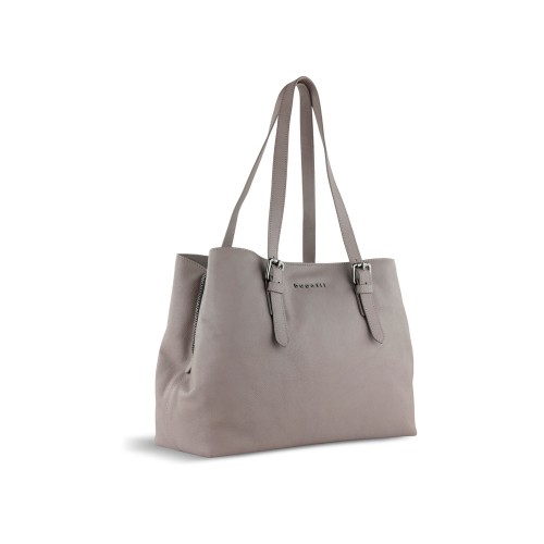 Сумка женская BUGATTI БЕЛЛА | BELLA, бежевая, воловья кожа/полиэстер, 33х14х25 см