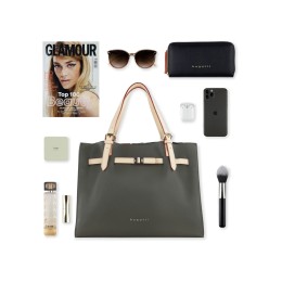 Сумка наплечная женская BUGATTI ЭЛЛА | ELLA, оливковая, полиуретан, 37,5х13,5х28 см