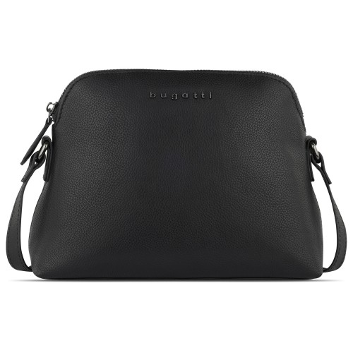 Сумка наплечная женская BUGATTI БЕЛЛА | BELLA, чёрная, воловья кожа/полиэстер, 23х8х17 см