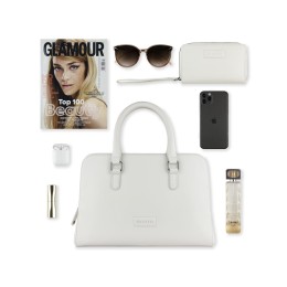 Сумка женская BUGATTI ЭЛЬЗА | ELSA, белая, воловья кожа/полиэстер, 32х13х22 см