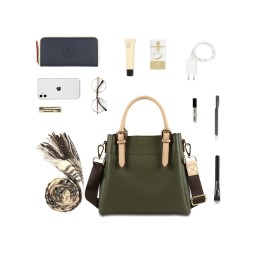 Сумка женская BUGATTI ЭЛЛА | ELLA, оливковая, полиуретан, 27х12х23,5 см