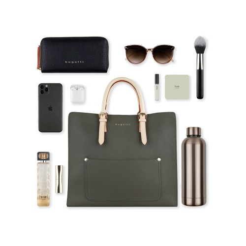 Сумка-шоппер BUGATTI ЭЛЛА | ELLA, оливковая, полиуретан, 37х12х31 см