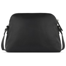 Сумка наплечная женская BUGATTI БЕЛЛА | BELLA, чёрная, воловья кожа/полиэстер, 23х8х17 см