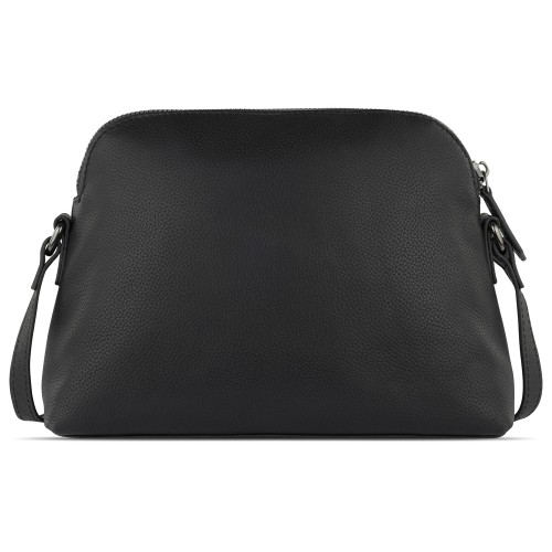 Сумка наплечная женская BUGATTI БЕЛЛА | BELLA, чёрная, воловья кожа/полиэстер, 23х8х17 см