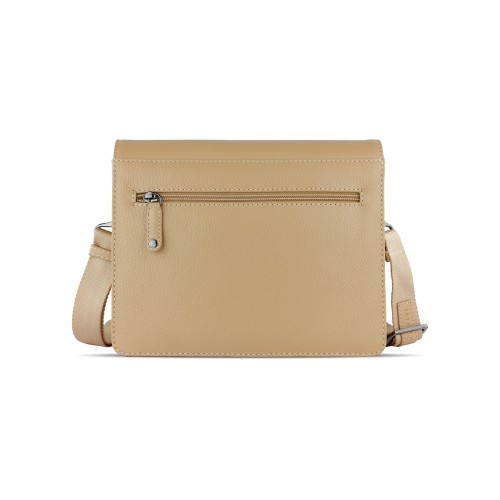 Сумка через плечо женская BUGATTI ЭЛЬЗА | ELSA, песочного цвета, воловья кожа/полиэстер, 25х8,5х20 см