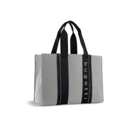 Сумка-тоут женская BUGATTI АМБРА | AMBRA, серо-черный цвет, хлопок/полиэстер, 45х14х32 см