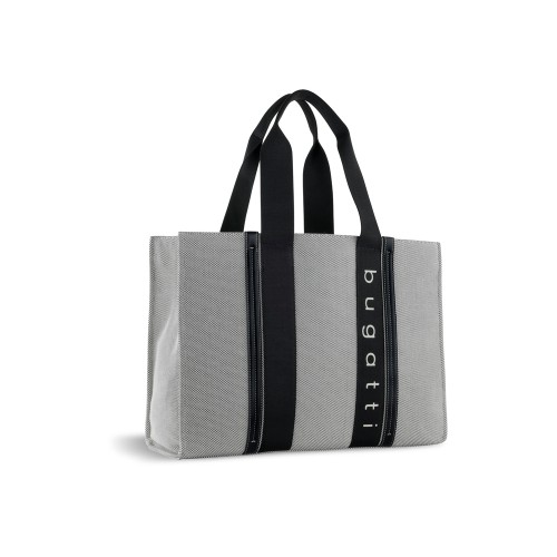 Сумка-тоут женская BUGATTI АМБРА | AMBRA, серо-черный цвет, хлопок/полиэстер, 45х14х32 см