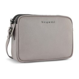 Сумка кросс-боди женская BUGATTI БЕЛЛА | BELLA, бежевая, воловья кожа/полиэстер, 22х6х15,5 см