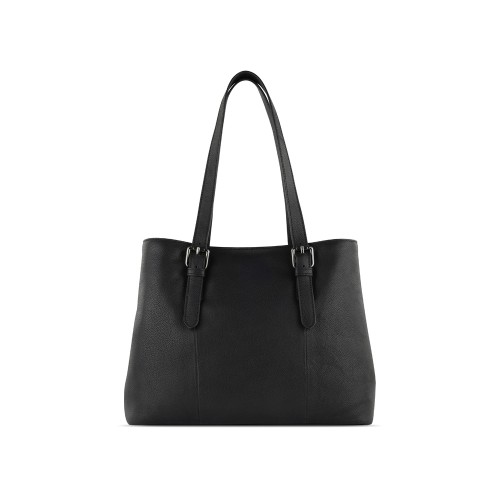 Сумка женская BUGATTI БЕЛЛА | BELLA, чёрная, воловья кожа/полиэстер, 33х14х25 см