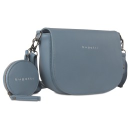 Сумка наплечная женская BUGATTI АЛМАТА | ALMATA, с кошельком, голубая, полиуретан, 27х6х18,5 см