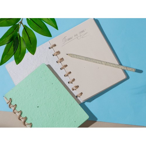 Живой блокнот с семенами цветов, А6, зеленое яблоко