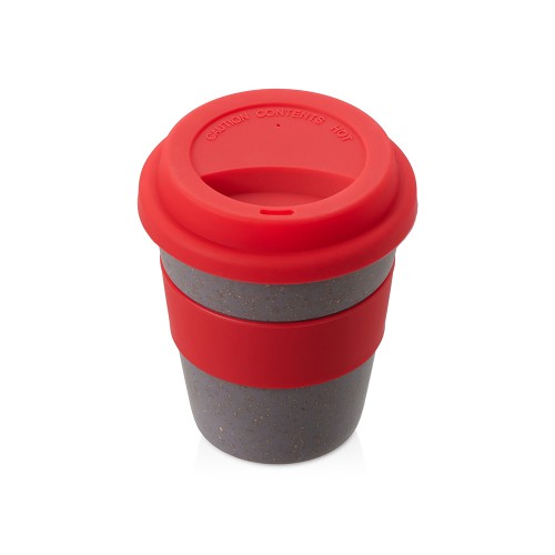 Стакан с силиконовой крышкой "Cafe", красный