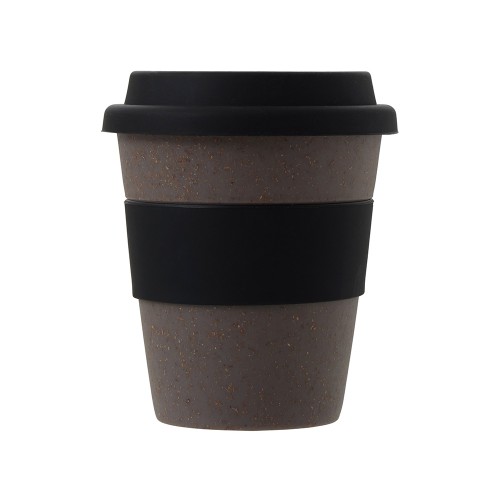 Стакан с силиконовой крышкой "Cafe", черный