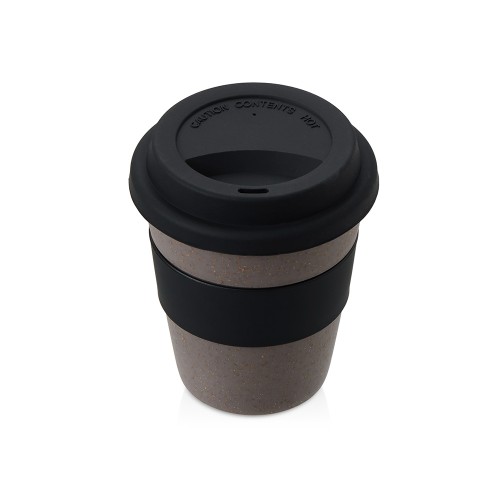 Стакан с силиконовой крышкой "Cafe", черный