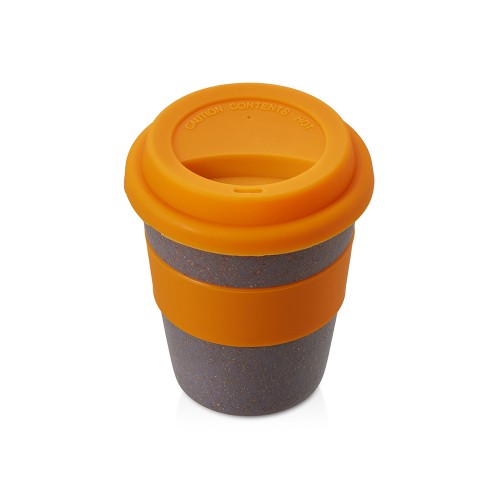 Стакан с силиконовой крышкой "Cafe", оранжевый
