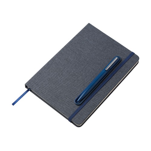 Набор блокнот А5 с магнитным держателем для ручки и подставкой для телефона и металлической шариковой ручкой "NotaBene", темно-синий