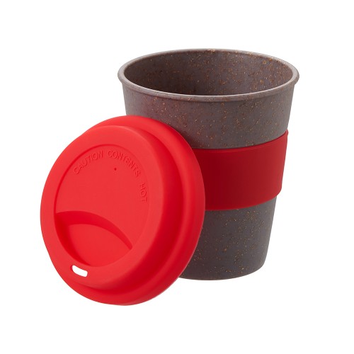 Стакан с силиконовой крышкой "Cafe", красный