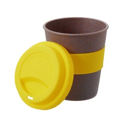 Стакан с силиконовой крышкой "Cafe", желтый