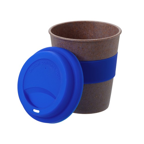 Стакан с силиконовой крышкой "Cafe", темно-синий