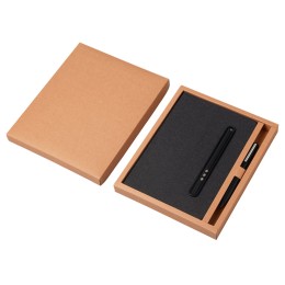 Набор блокнот А5 с магнитным держателем для ручки и подставкой для телефона и металлической шариковой ручкой "NotaBene", черный