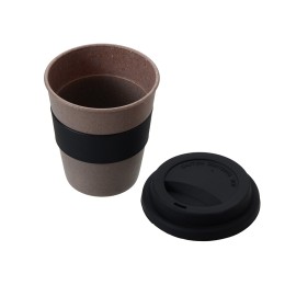 Стакан с силиконовой крышкой "Cafe", черный