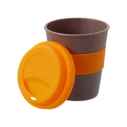 Стакан с силиконовой крышкой "Cafe", оранжевый