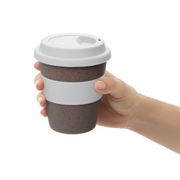 Стакан с силиконовой крышкой "Cafe", белый