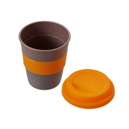 Стакан с силиконовой крышкой "Cafe", оранжевый