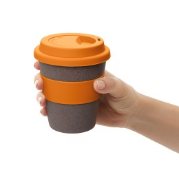 Стакан с силиконовой крышкой "Cafe", оранжевый