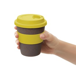 Стакан с силиконовой крышкой "Cafe", желтый