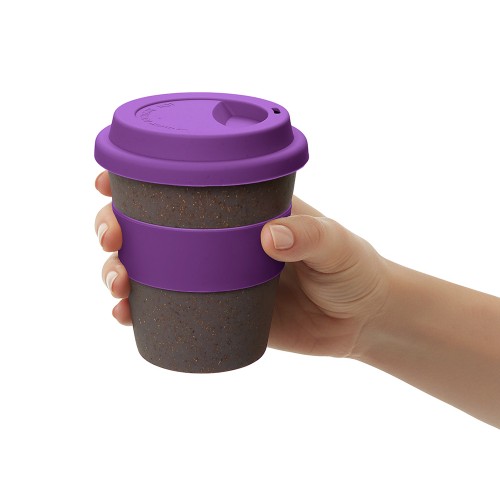 Стакан с силиконовой крышкой "Cafe", фиолетовый