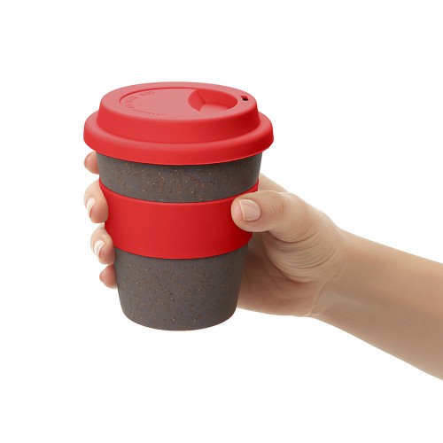 Стакан с силиконовой крышкой "Cafe", красный