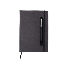 Набор блокнот А5 с магнитным держателем для ручки и подставкой для телефона и металлической шариковой ручкой "NotaBene", черный