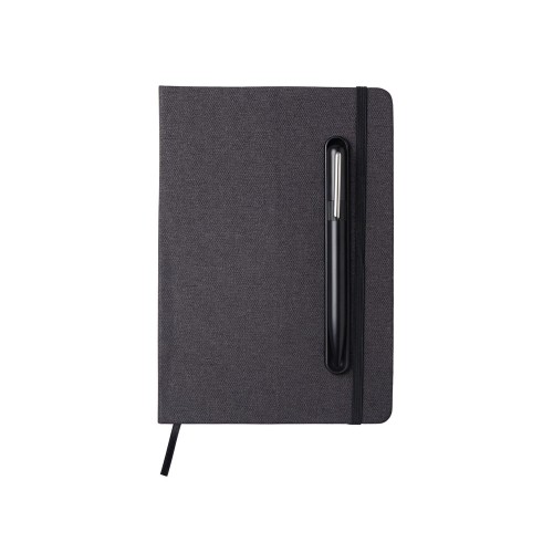 Набор блокнот А5 с магнитным держателем для ручки и подставкой для телефона и металлической шариковой ручкой "NotaBene", черный