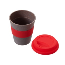 Стакан с силиконовой крышкой "Cafe", красный