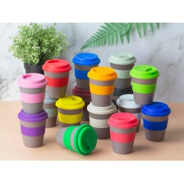 Стакан с силиконовой крышкой "Cafe", серый