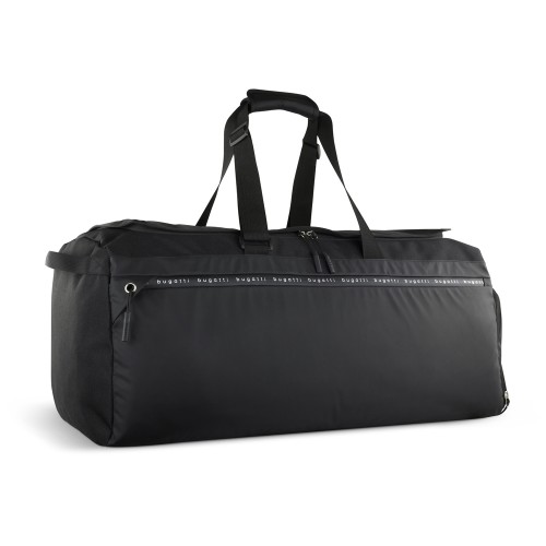 Сумка дорожная BUGATTI БЛАНК ОБЛЕГЧЕННАЯ | BLANC DELIGHT, чёрная, нейлон RPET600D/тарпаулин/полиэстер, 67х32х29 см, 55 л