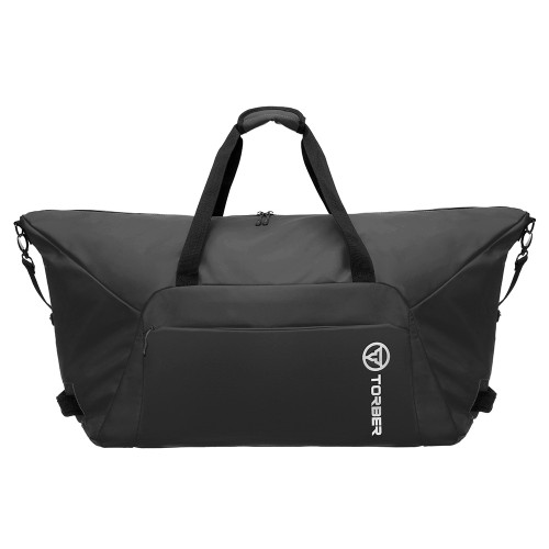 Сумка дорожная TORBER РИТМ, чёрная, полиэстер 900D с PU покрытием, 65 х 37 х 34 см