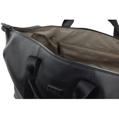 Сумка дорожная BUGATTI ЭЛЬЗА | ELSA, чёрная, воловья кожа/полиэстер, 47х22х24/30 см