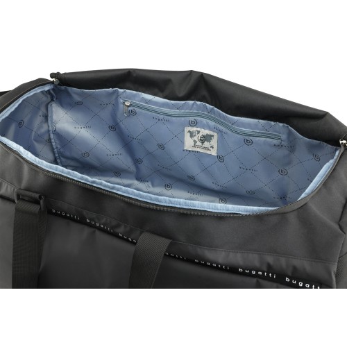 Сумка дорожная BUGATTI БЛАНК ОБЛЕГЧЕННАЯ | BLANC DELIGHT, чёрная, нейлон RPET600D/тарпаулин/полиэстер, 67х32х29 см, 55 л