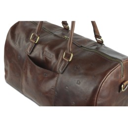 Сумка дорожная Mano "Don Leon", натуральная кожа в коричневом цвете, 50 х 27 х 24 см
