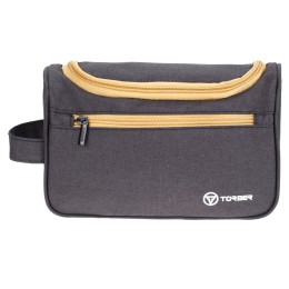 Несессер TORBER, дорожный, чёрный/бежевый, полиэстер 300D, 24 х 16 х 9 см