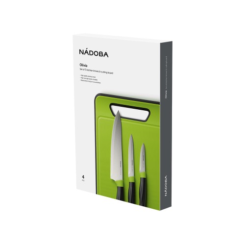 Набор из 3 ножей с пластиковой разделочной доской, NADOBA, серия OLIVIA