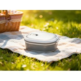 Ланч-бокс Hotty 750 мл для микроволновой печи, серый/белый
