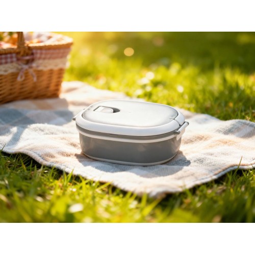 Ланч-бокс Hotty 750 мл для микроволновой печи, серый/белый