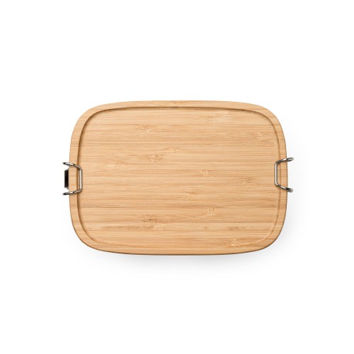 Ланч-бокс DAIKON из нержавеющей стали 304 с бамбуковой крышкой, серебристый/бежевый