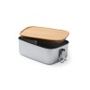 Ланч-бокс DAIKON из нержавеющей стали 304 с бамбуковой крышкой, серебристый/бежевый