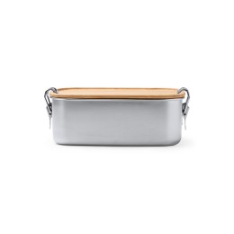 Ланч-бокс DAIKON из нержавеющей стали 304 с бамбуковой крышкой, серебристый/бежевый