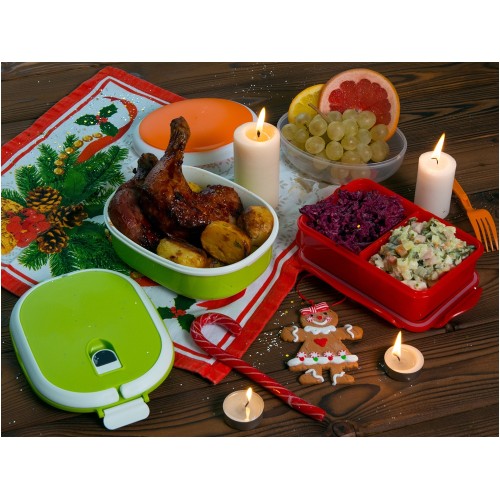 Герметичный ланч-бокс «Foody» с двумя секциями, 650мл, красный