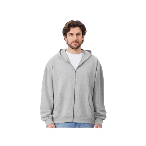Толстовка оверсайз с капюшоном на молнии «Monaco», серый меланж